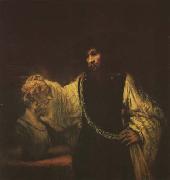 REMBRANDT Harmenszoon van Rijn, Aristotle Contemplating the Bust of Homer (mk08)